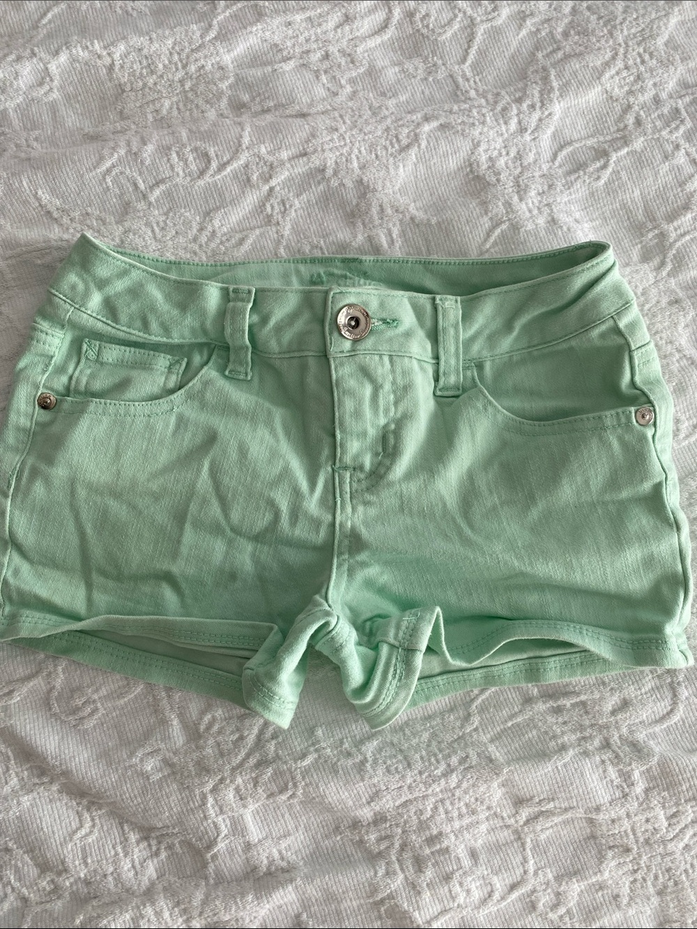 Justice Mint Green Denim Shorts